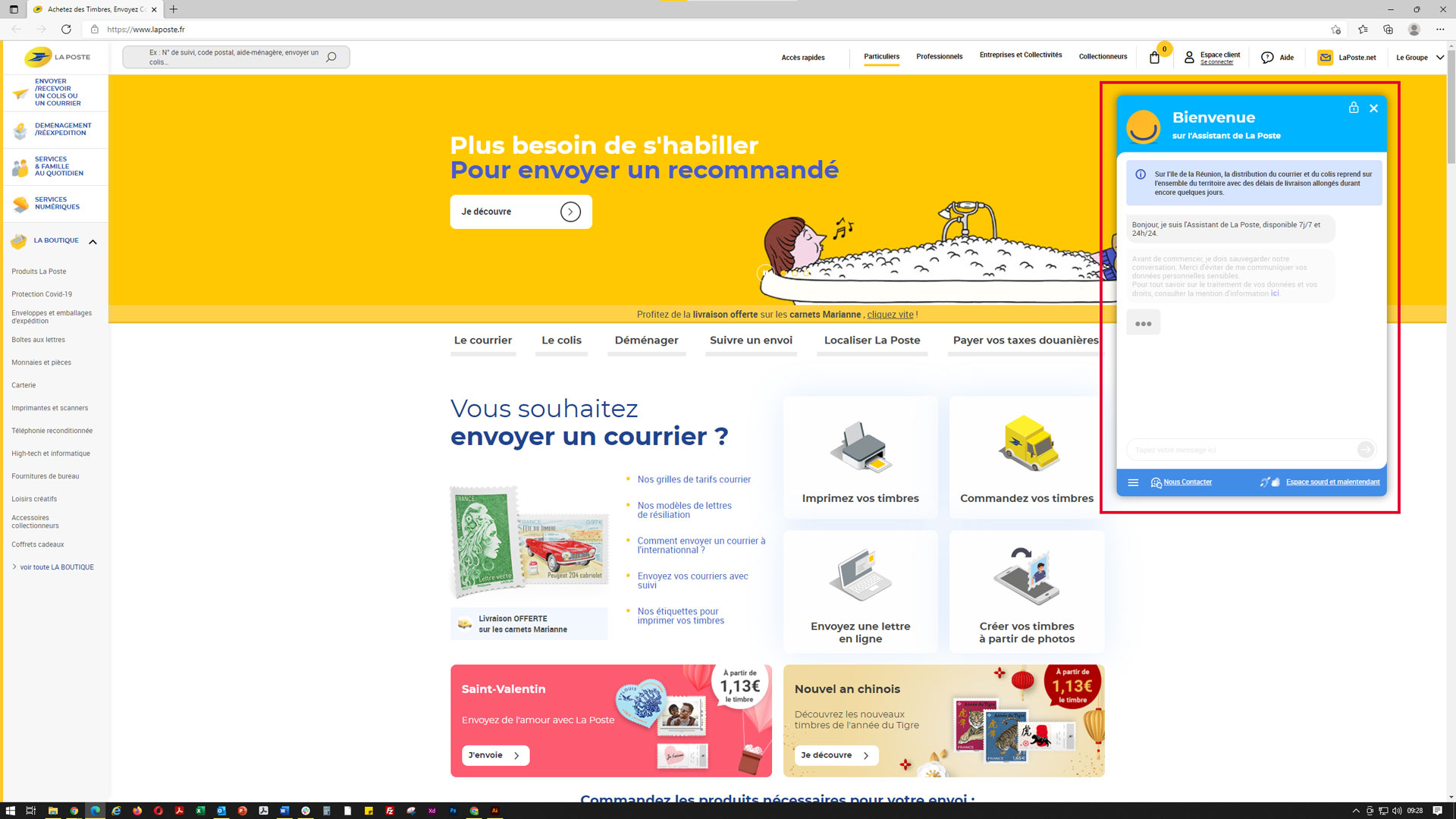 Chatbot sur le site de La Poste