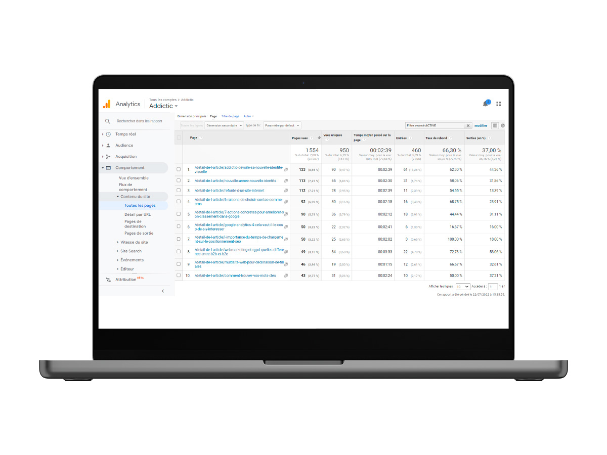 interface google analytics