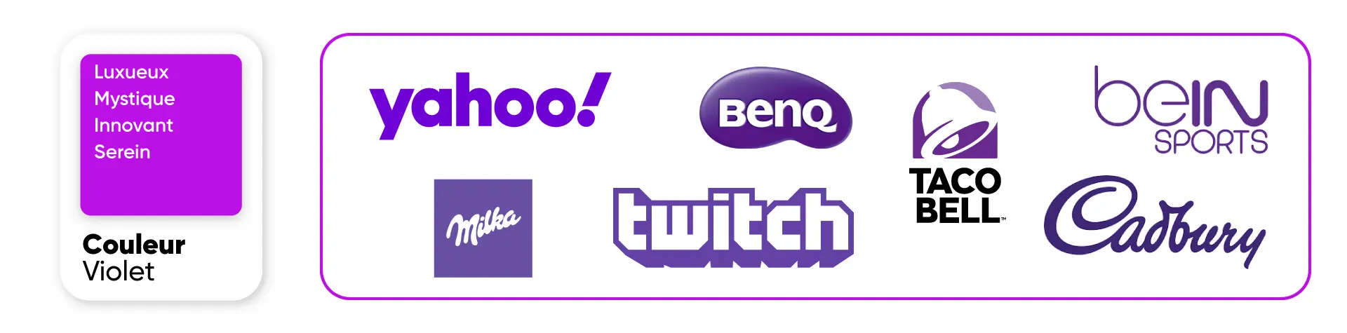 Signification de la couleur violet des logos de marques en marketing et communication