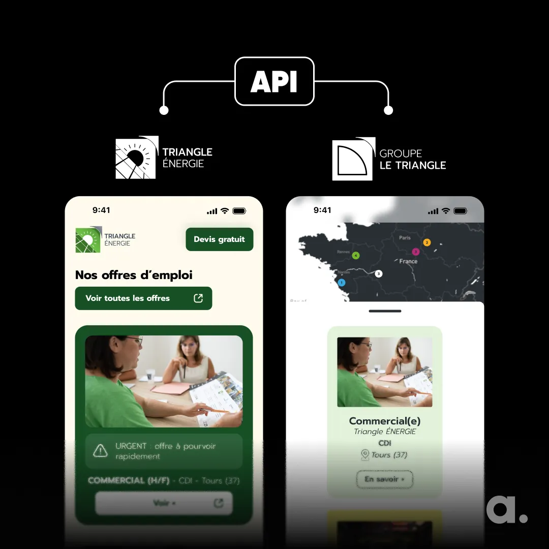 API développée entre deux sites web : Le Triangle et sa filiale Triangle Énergie