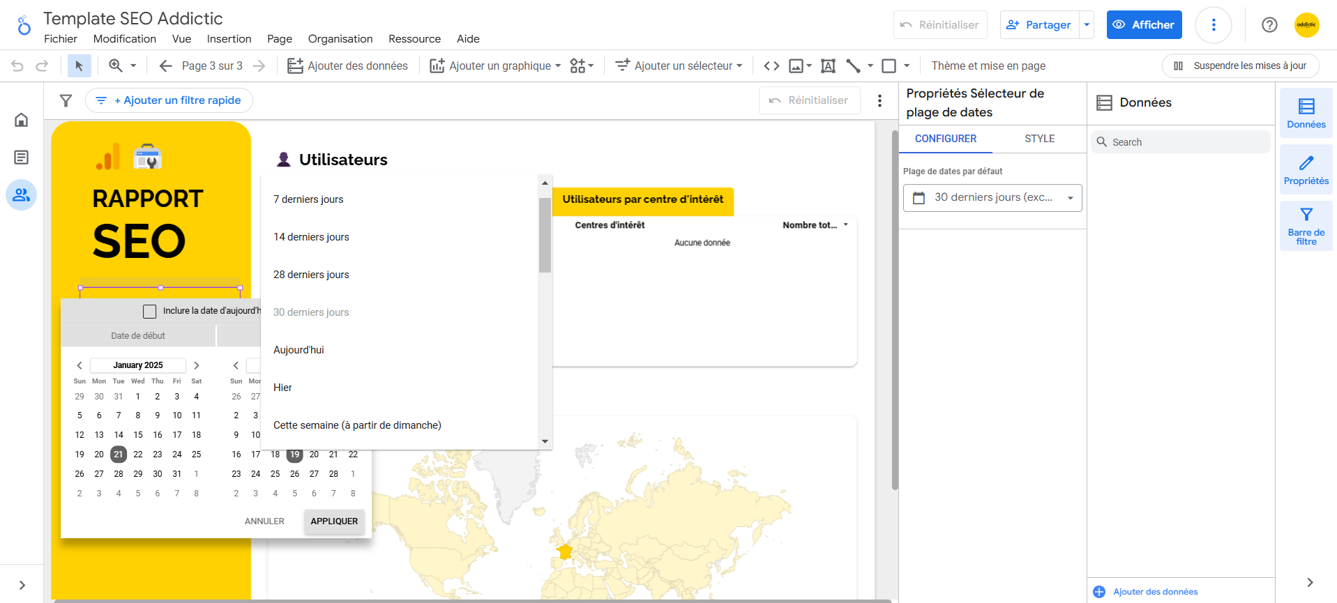 Gérer les périodes d'affichage de données avec les filtres dynamiques sur Looker Studio