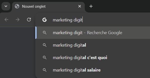 Fonction auto-complétion du navigateur de Google