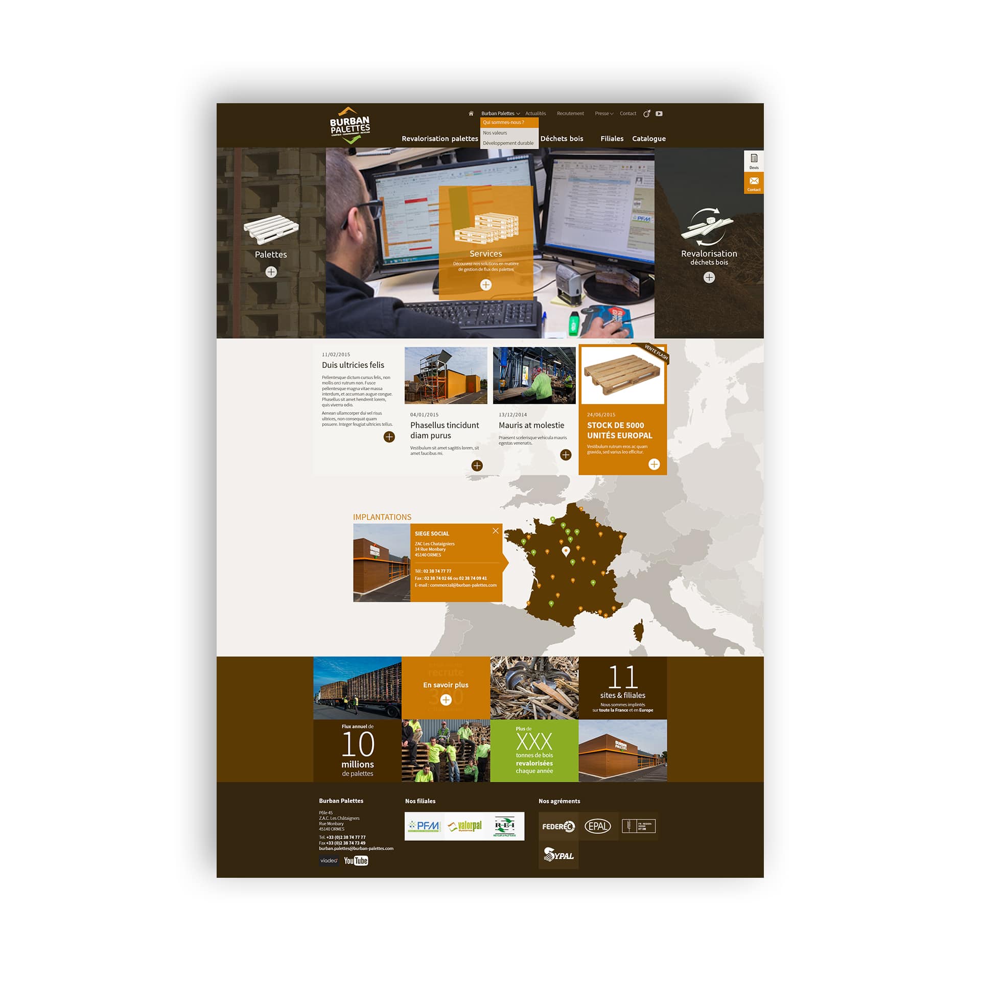 Maquette refonte site Burban Palette