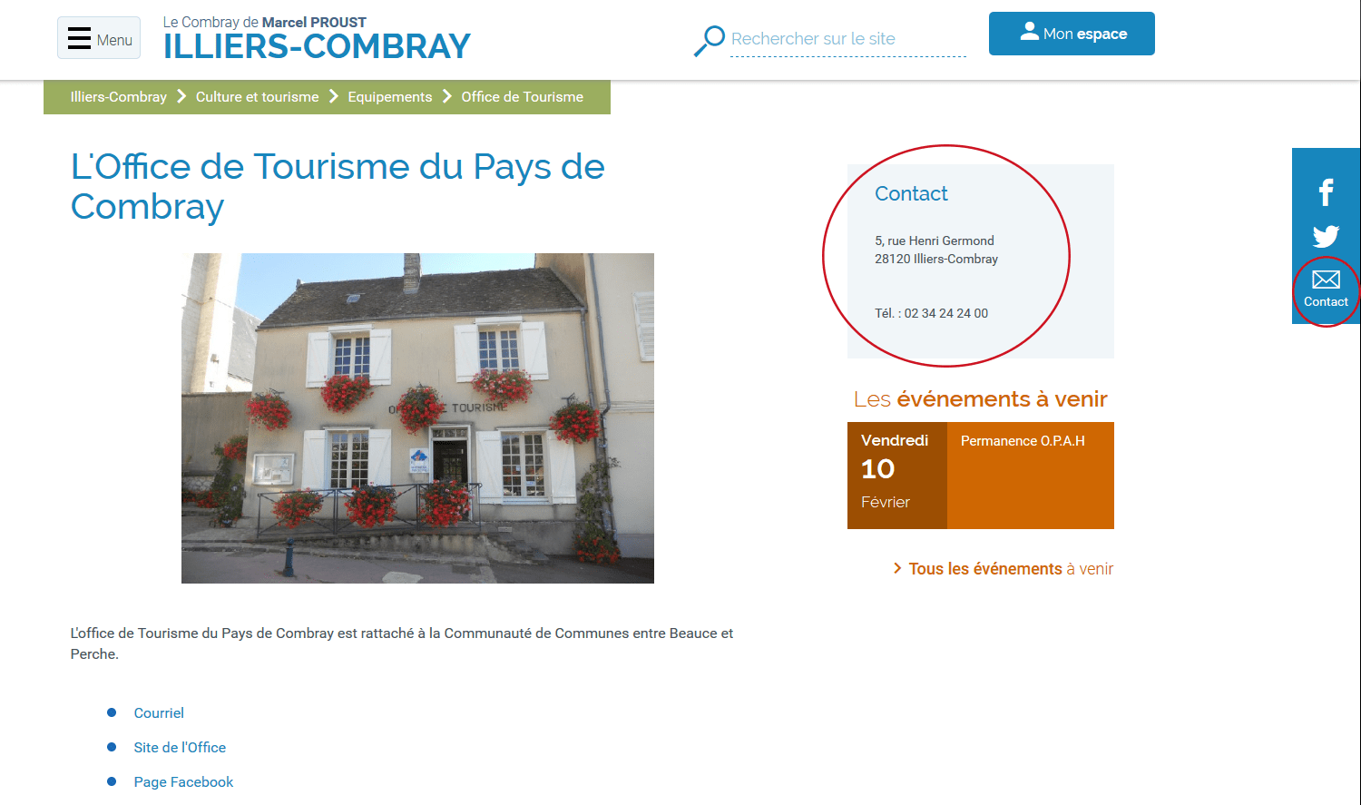 Site internet office de Tourisme Illiers-Combray